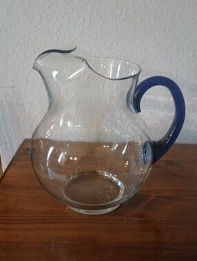 Vintage Libbey "Bravura" Cobalt Blue Handled Glass Pitcher